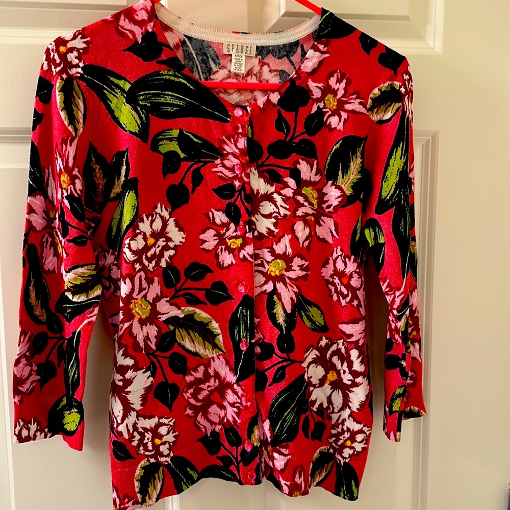 Spense SP pink floral cardigan